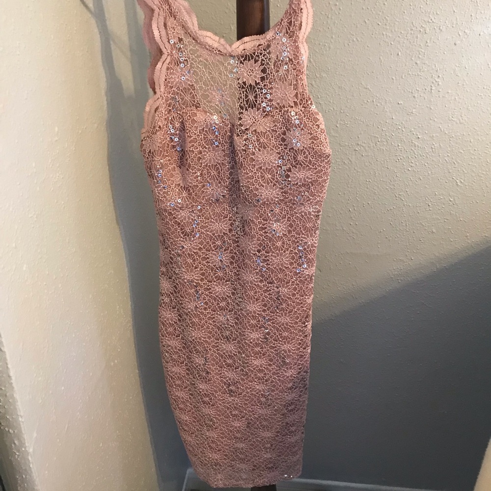 Mauve lace homecoming dress